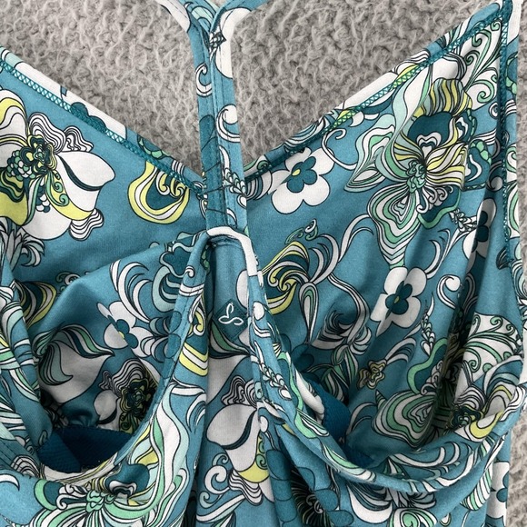 Prana Dress Womens XL Blue Floral Slip Sundress V-Neck Strappy Jersey Summer - Picture 5 of 8